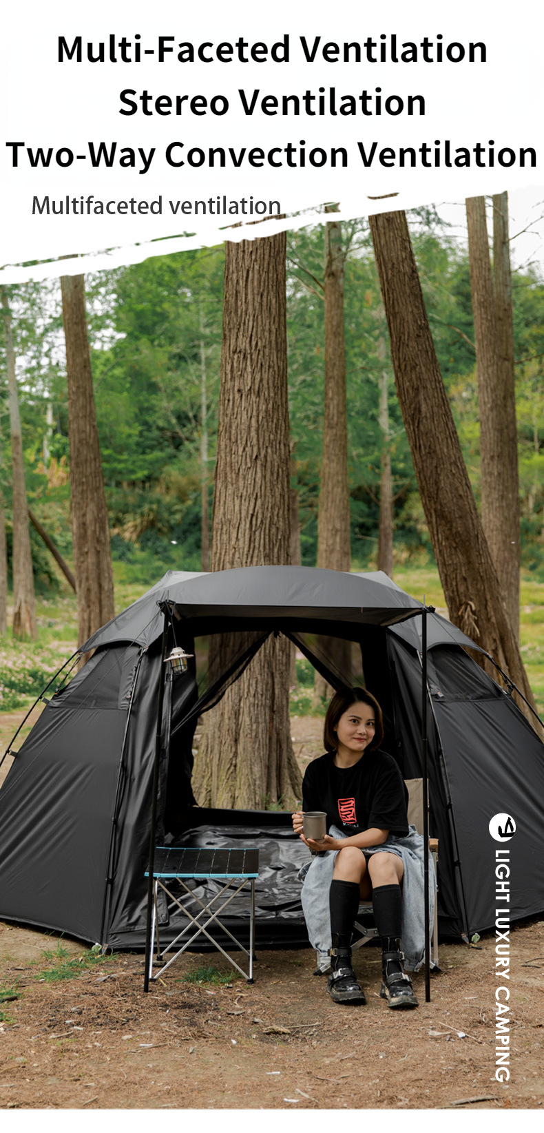 Cheap Goat Tents Mountainhiker SZK281 3 4 Person Outdoor Round Tents 210T Polyester Waterproof Shelter Tear Resistant Black Camping Dome Tent   